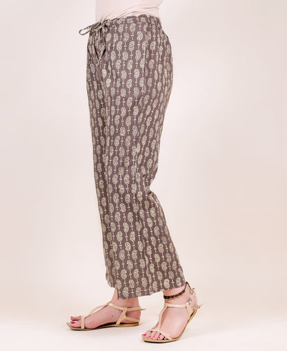Brown Hand Block Printed Regular Fit Palazzo