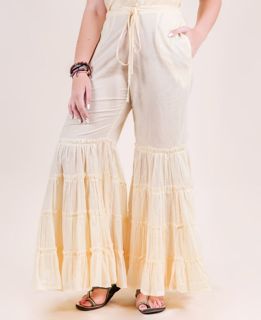 Creme Tiered Sharara