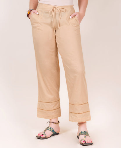 Beige Pants with Ladder Lace