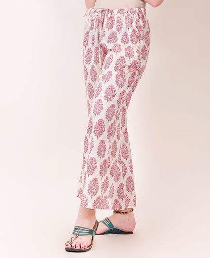Off White Printed Flared Palazzo
