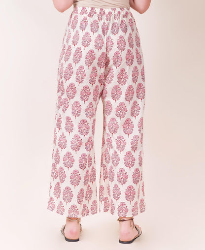 Off White Printed Flared Palazzo