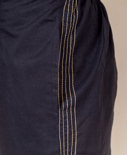 Black Cotton Embroidered Palazzo Pants