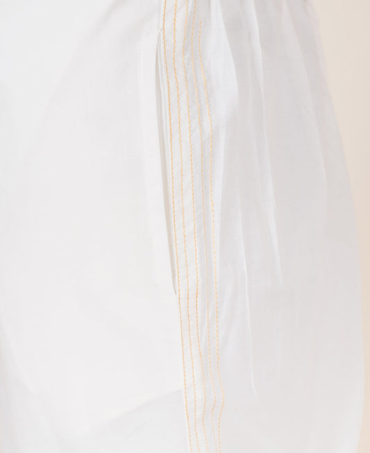 White Embroidered Solid Palazzo Pants