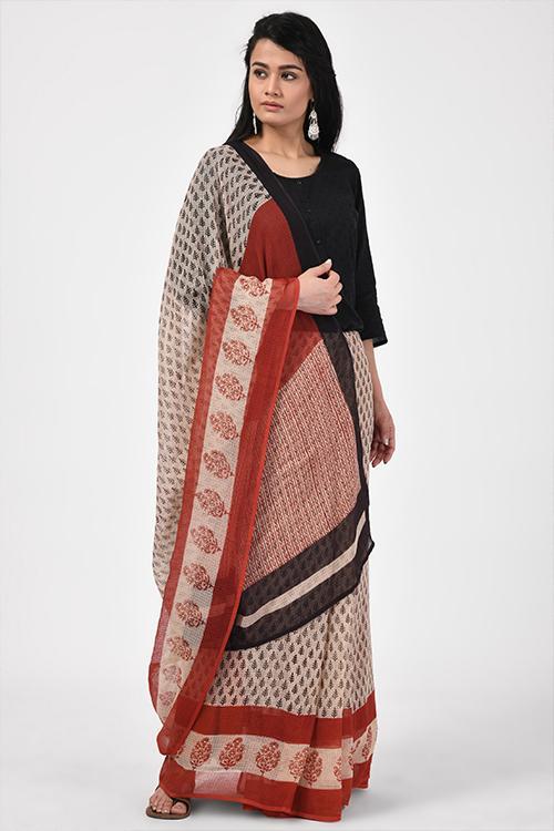 Bagru Print Kota Dori Saree-8
