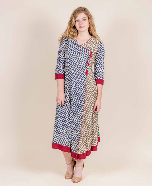 Chevron Print Hand Block Printed Dress