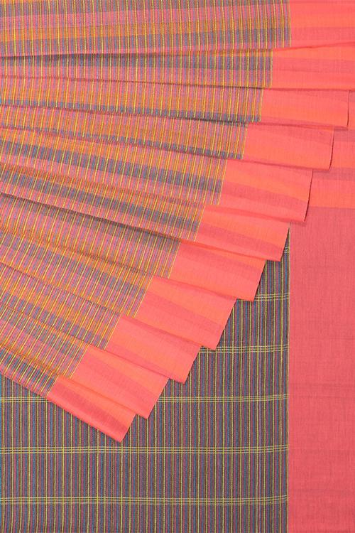 Chirika Masthi Checks Cotton Handloom Saree Dark Grey