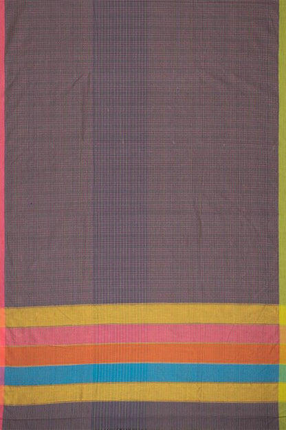 Chitrika Grid Lock Checks Cotton Handloom Saree Dark Grey
