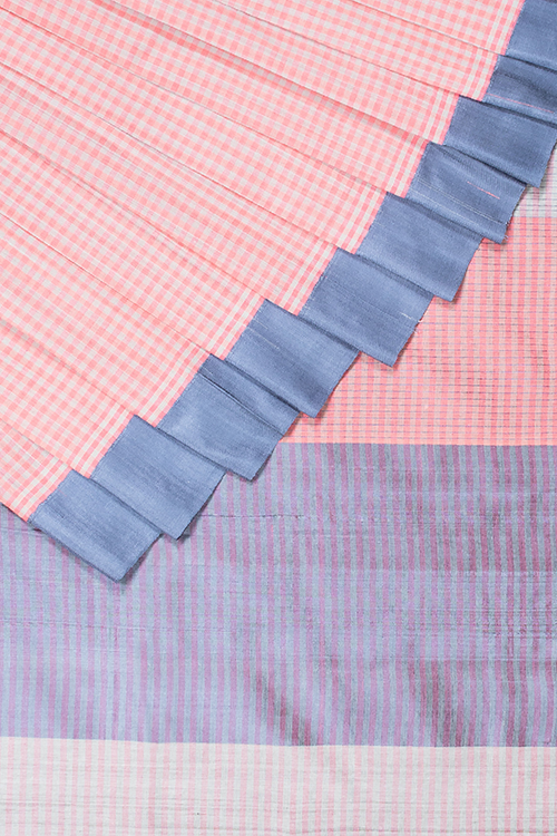 Chitrika Kuppadam 5/5 checks Cotton Handloom Saree Pink