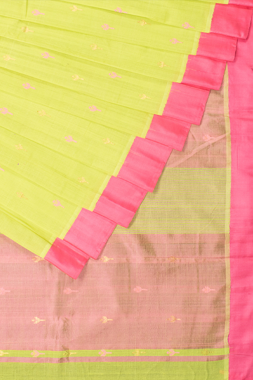 Chitrika Kuppadam Comet Buta Cotton Handloom Saree Yellow