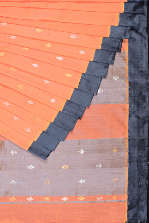 Chitrika Kuppadam Square Dot Buta Cotton Handloom Saree Orange