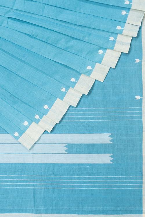 Chitrika Mogra Kuppadam Handspun Handloom Saree Blue