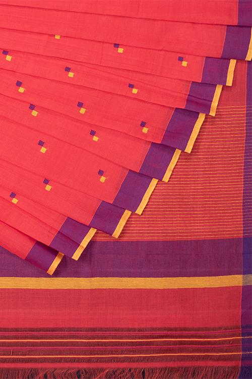 Chitrika Square Duet Buta Cotton Handloom Saree Red