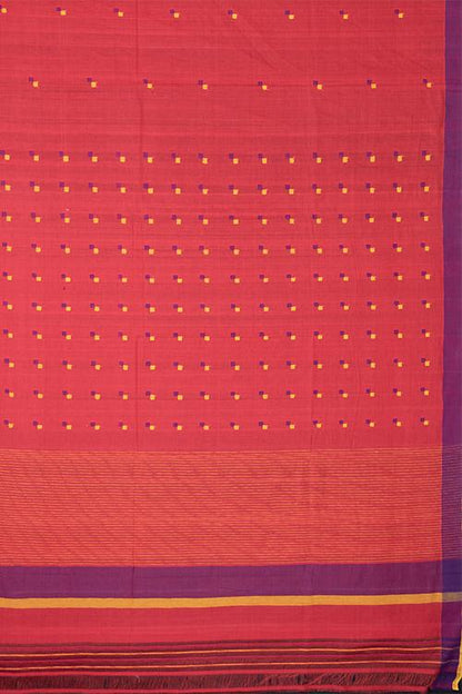 Chitrika Square Duet Buta Cotton Handloom Saree Red