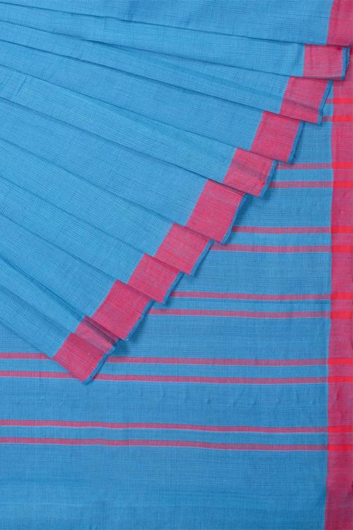 Chitrika Sirigadi Checks Cotton And Handspun Handloom Saree Blue