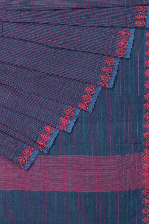 Chitrika Carnation Cotton Handloom Saree Blue Red