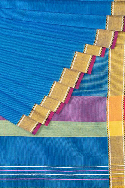 Chitrika Triangle Row Dobby Cotton Handloom Saree Blue