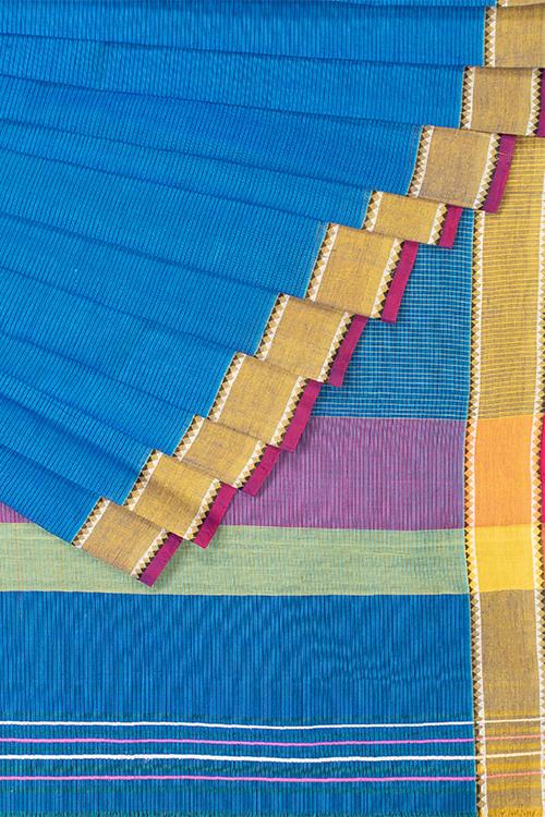 Chitrika Triangle Row Dobby Cotton Handloom Saree Blue