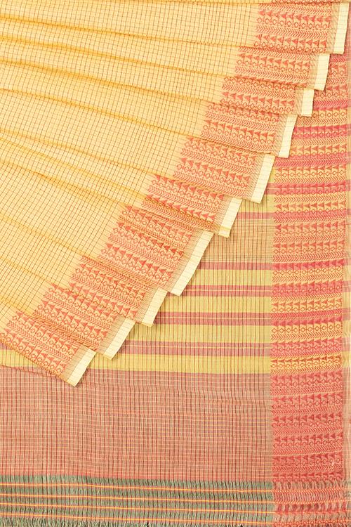 Chitrika Tribal Buta Cotton Handloom Saree Yellow, Maroon