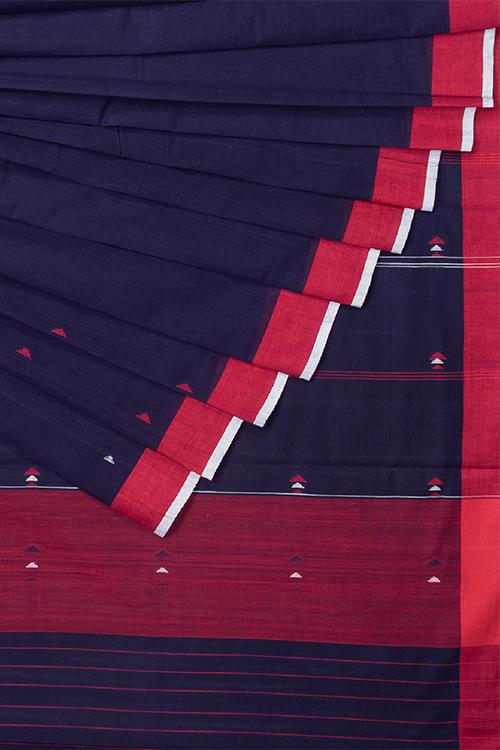 Chitrika Jamdani 3 Traingle Buta Cotton And Handspun Handloom Saree Blue