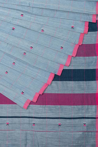 Chitrika Jamdani Flora( 100*ksf)19.80 Cotton And Handspun Handloom Saree Blue
