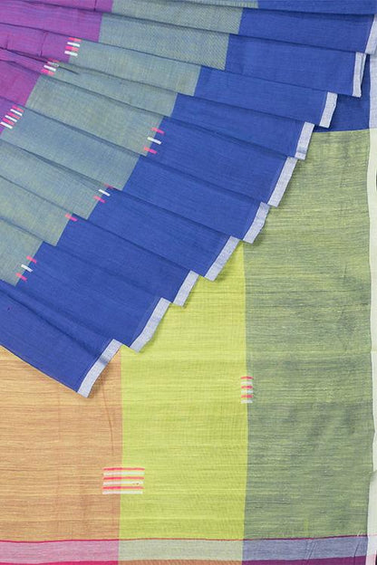 Chitrika Jamdani Radio Cotton And Handspun Handloom Saree Blue Green