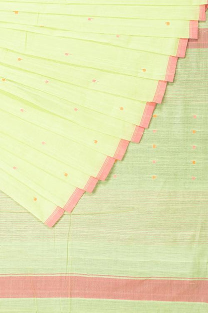 Chitrika Jamdani Square Line Cotton And Handspun Handloom Saree Green