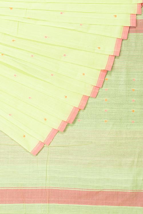 Chitrika Jamdani Square Line Cotton And Handspun Handloom Saree Green