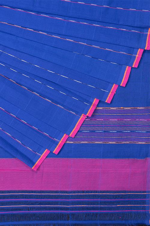 Chitrika Hank Art Plain Cotton Handloom Saree Dark Blue
