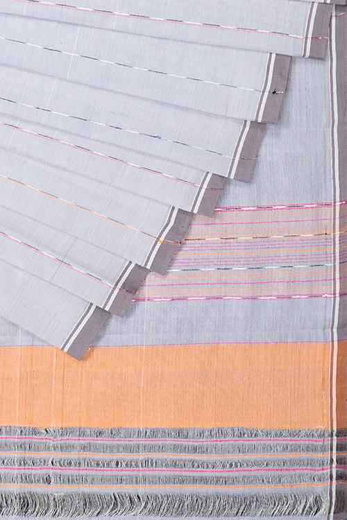 Chitrika Hank Art Plain Cotton Handloom Saree Grey
