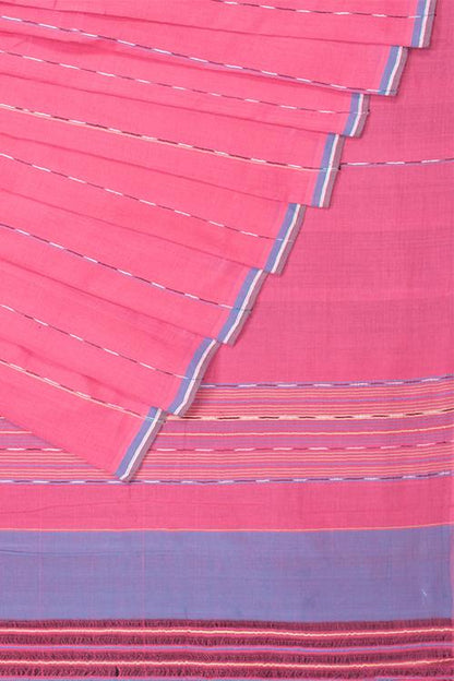 Chitrika Hank Art Plain Cotton Handloom Saree Peach