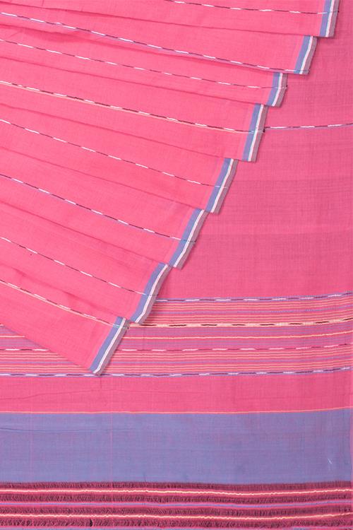 Chitrika Hank Art Plain Cotton Handloom Saree Peach