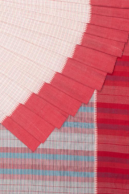 Chitrika Temple Checks Dobby Cotton Handloom Saree White