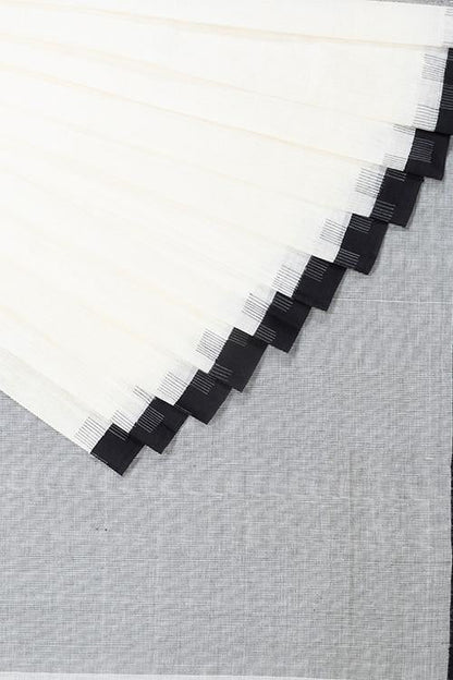 Chitrika Uneven duvvena Kuppadam Handspun Handloom saree White