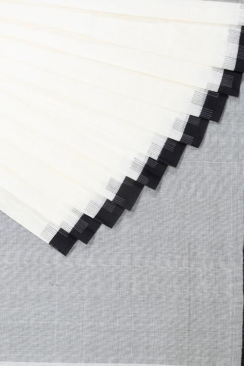 Chitrika Uneven duvvena Kuppadam Handspun Handloom saree White