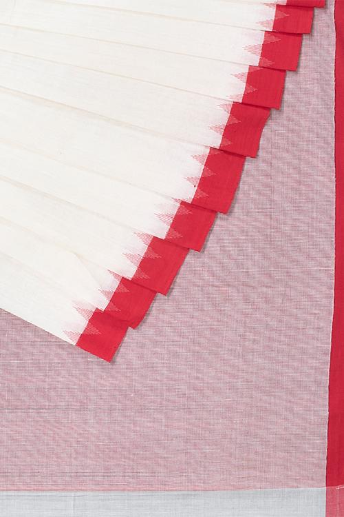 Chitrika Zigzag kuppadam Handspun Handloom Saree White