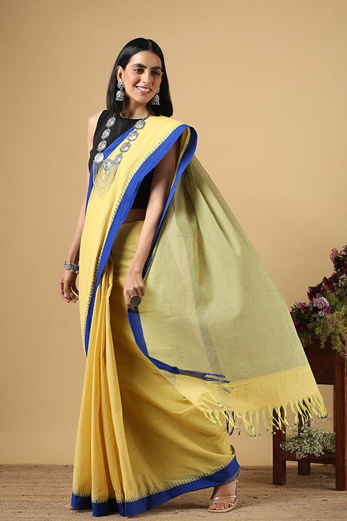 Chitrika Kuppadam Small Temple Kada Handspun Handloom Saree Lime