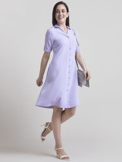 Collared A Line Dress - Lavender