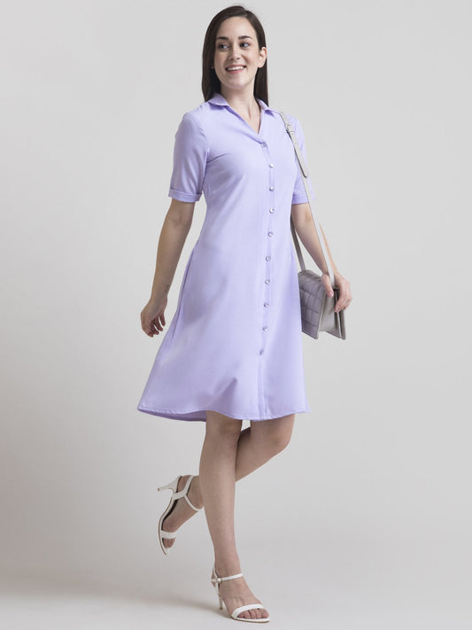 Collared A Line Dress - Lavender