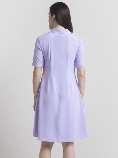 Collared A Line Dress - Lavender