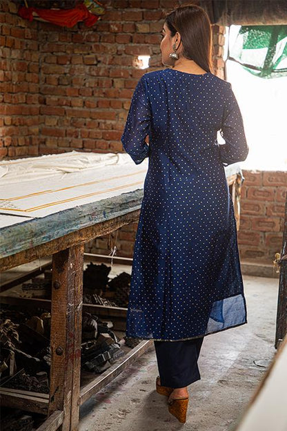 Pigment Handblock Print Chanderi Kurti-1