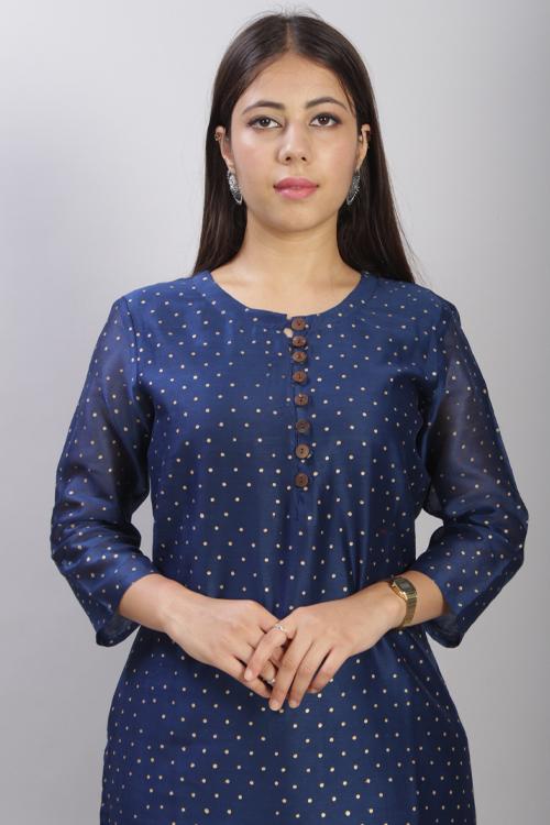 Basant : Handblock Printed Chanderi Silk Kurti