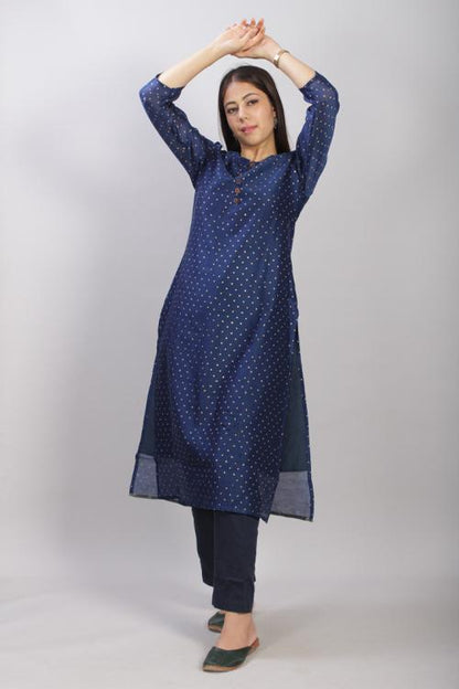 Basant : Handblock Printed Chanderi Silk Kurti