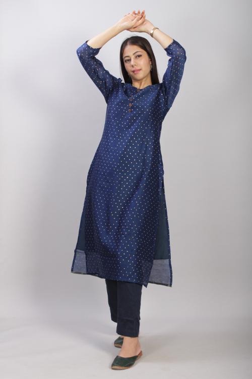 Basant : Handblock Printed Chanderi Silk Kurti