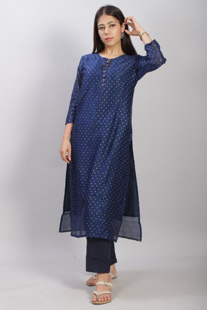Basant : Handblock Printed Chanderi Silk Kurti