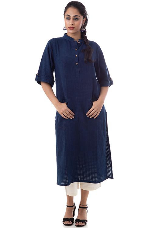 Creative Bee 'BOXI' Natural Indigo Dyed Handwoven Pure Cotton Tunic