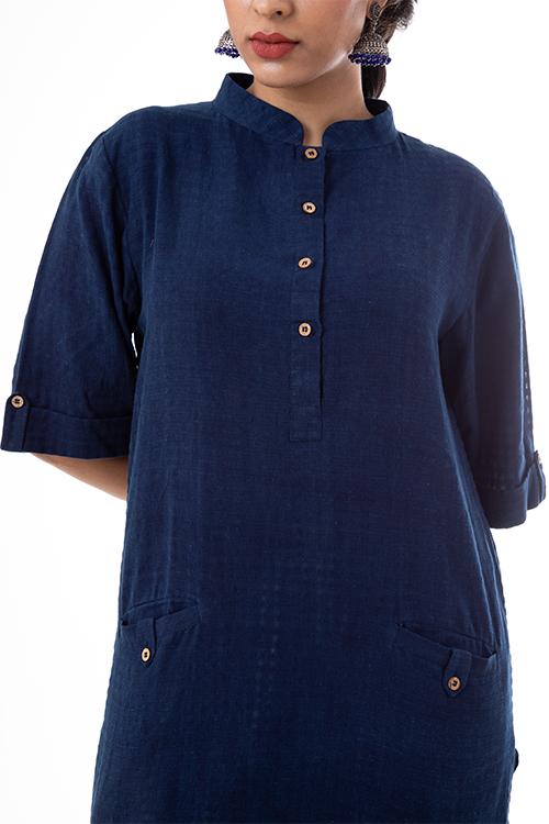 Creative Bee 'BOXI' Natural Indigo Dyed Handwoven Pure Cotton Tunic