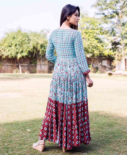 Anarkali Floor Length Block Printed Dress