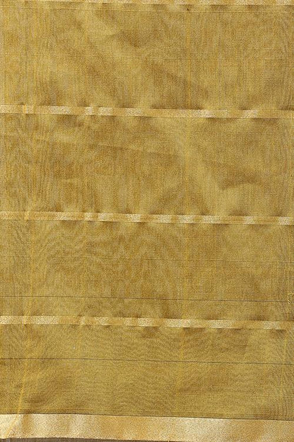 Handweave Maheshwari Handloom Silk Cotton Saree Col-D.Fwan with Zari, Blouse Colour Fawn.