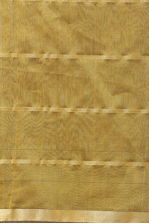Handweave Maheshwari Handloom Silk Cotton Saree Col-D.Fwan with Zari, Blouse Colour Fawn.