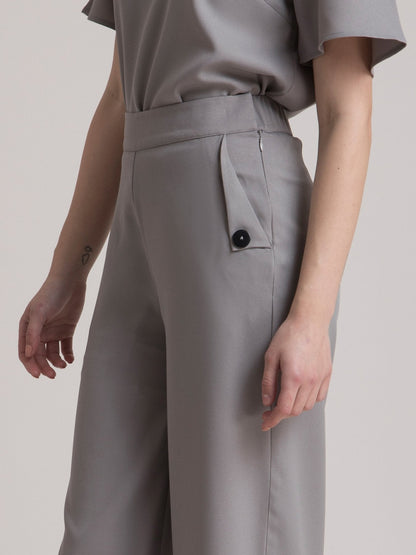 High Rise Wide Leg Pants - Grey